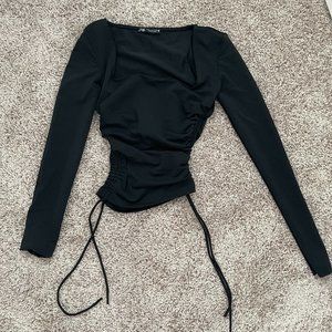 Women's black long sleeve top